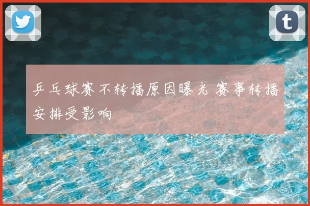乒乓球赛不转播原因曝光 赛事转播安排受影响